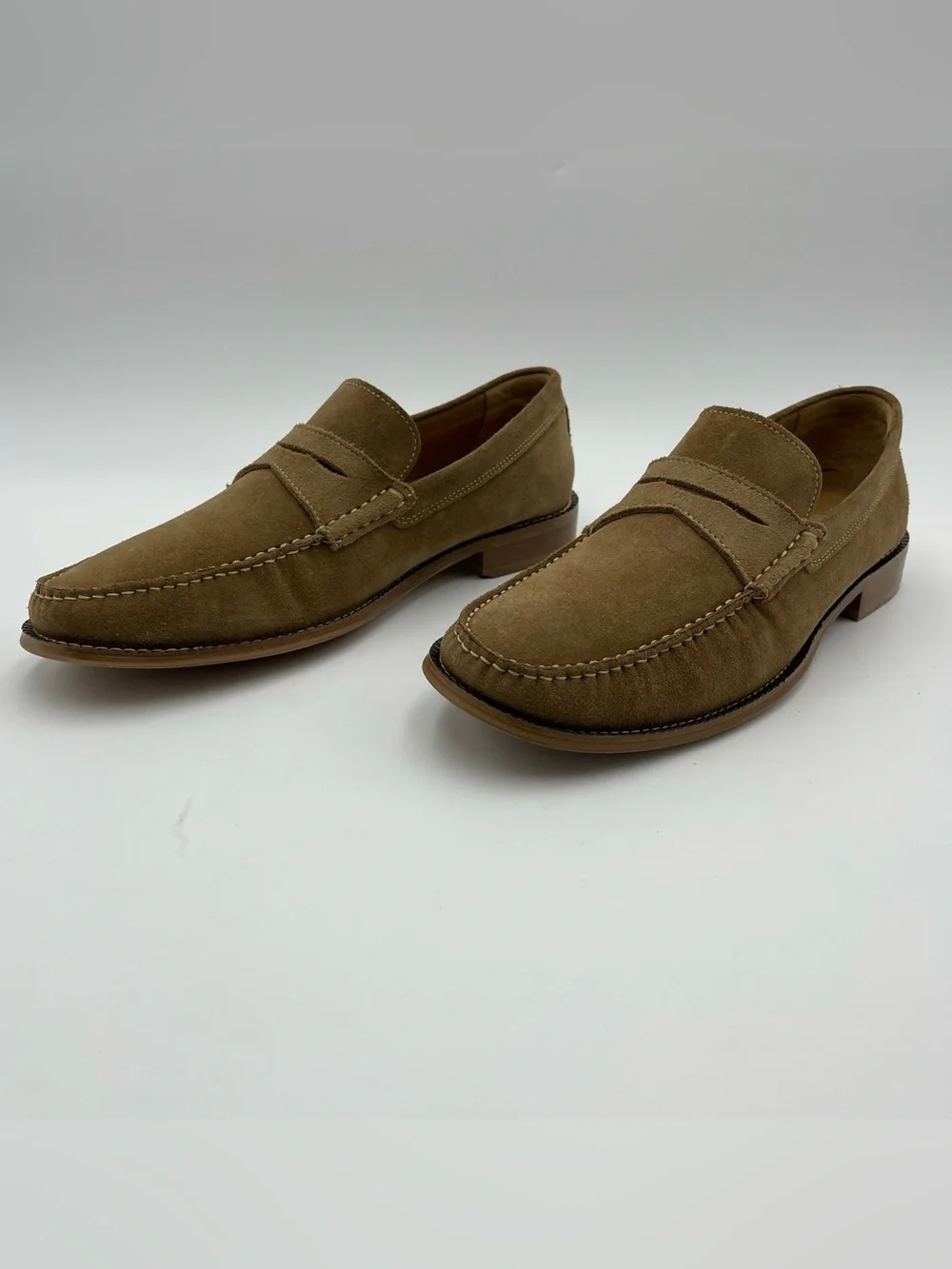 Donald Pliner Men SZ 11M Miles Dark Taupe/Tobacco Suede Loafers Shoes MSRP $285